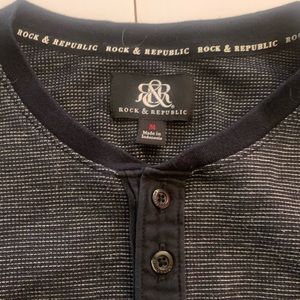 Men's Rock & Republic Henley Long Sleeve Black Shirt/ Size M